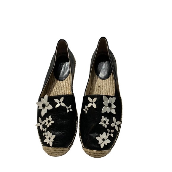 Michael Kors - Lola Espadrille, EUC, size 9.5, black with white flowers - Picture 6 of 12